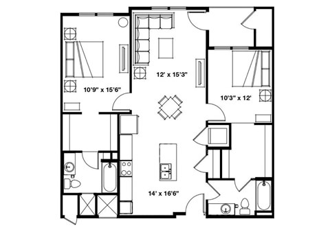 Alvera at the Meadows Apartments in American Fork, Utah Two Bedroom Floor Plan
